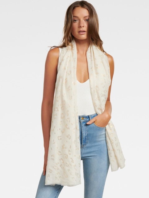 

Forever New Women Off-White & Beige Foil Print Stole