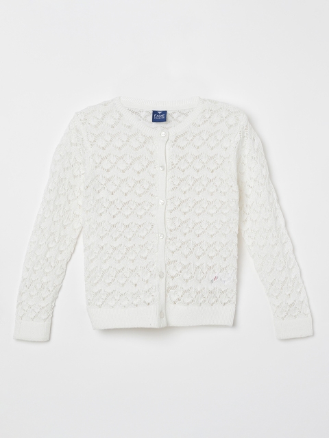 

Fame Forever by Lifestyle Girls White Self Design Cardigan, Off white