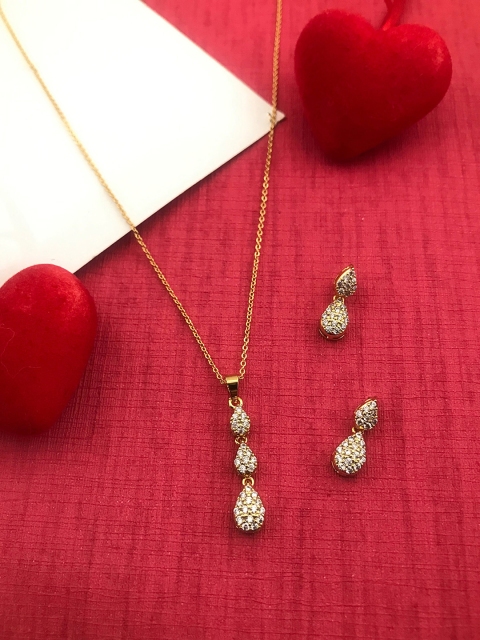 

Sia Art Jewellery Gold-Plated & White AD-Studded Jewellery Set