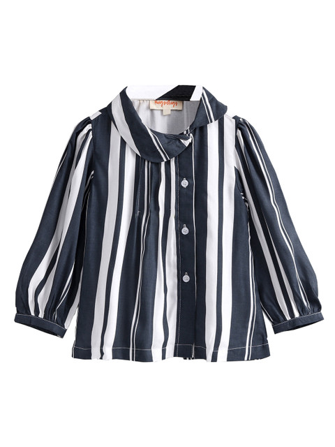

Hugsntugs Girls Blue & White Striped Shirt Style Top