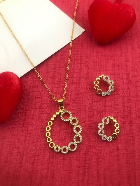 

Sia Art Jewellery Gold-Plated & White AD-Studded Jewellery Set