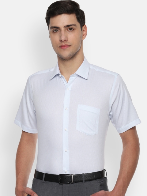 Van Heusen Men Blue Regular Fit Self Design Formal Shirt