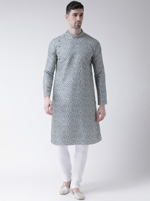 

TABARD Men Blue & White Printed Kurta with Churidar