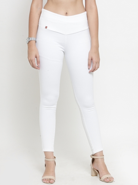 

Everlush Women White Solid Slim-Fit Denim Jeggings