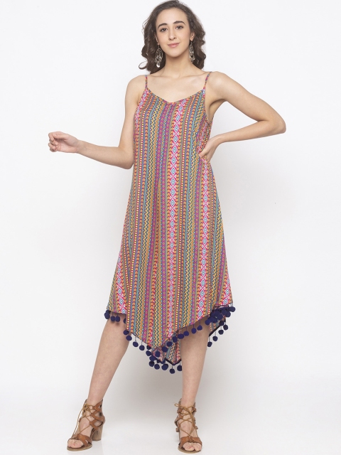 

Globus Women Pink & Blue Printed A-Line Dress