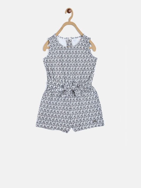 

ELLE Girls White & Black Printed Playsuit