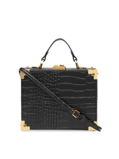

Diana Korr Black Croc Skin Textured Satchel