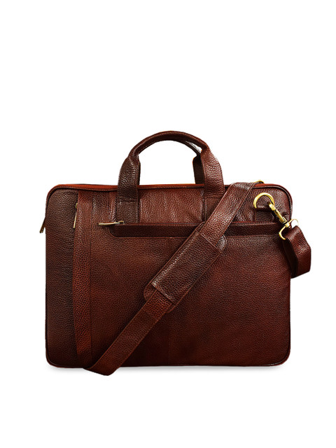 

ABYS Unisex Brown Solid Genuine Leather Laptop Bag