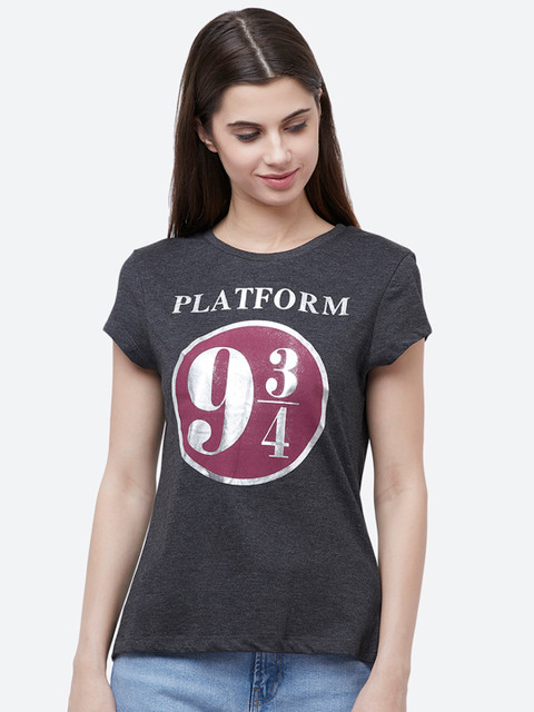 

Free Authority Women Grey Harry Potter Printed Round Neck T-Shirt