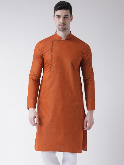 

TABARD Men Rust Orange & White Solid Kurta with Churidar