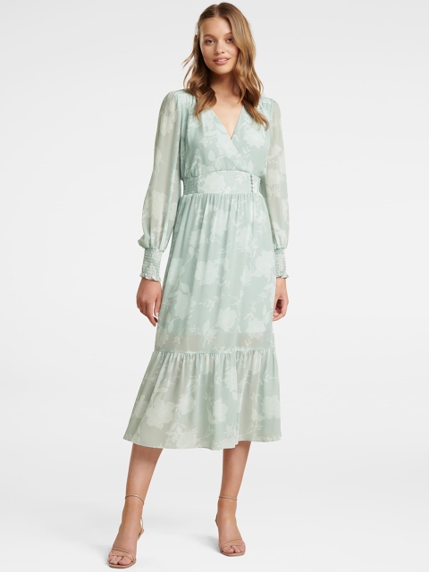 

Forever New Women Green Printed Empire Dress
