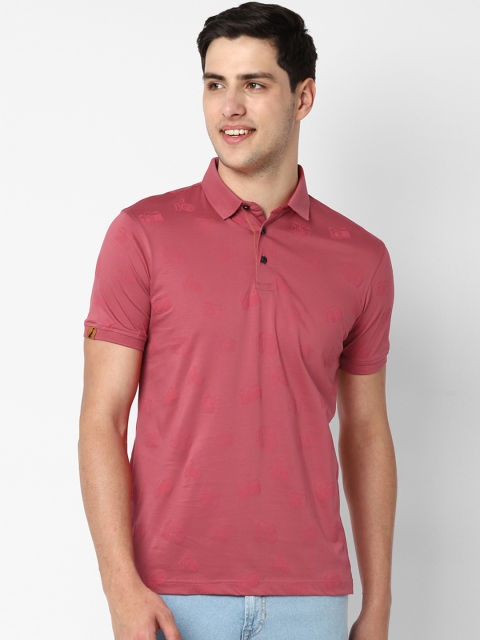 

SIMON CARTER LONDON Men Red Solid Polo Collar Slim Fit T-shirt