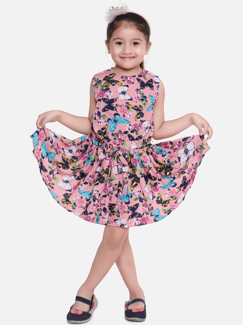 

AWW HUNNIE Girls Pink Printed Fit and Flare Dress