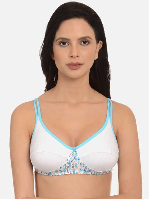 

mod & shy White & Blue Printed Detail Non-Wired Non Padded Everyday Bra MS89R