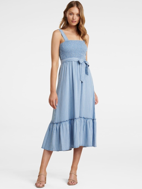 

Forever New Women Blue Striped A-Line Dress