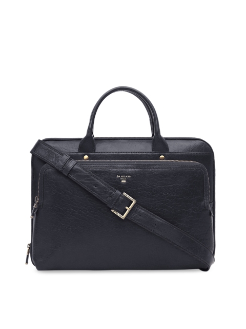 

Da Milano Men Navy Blue Solid Leather Laptop Bag