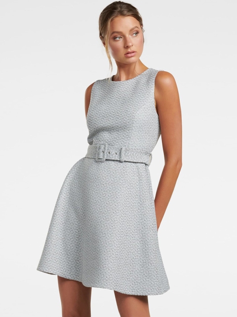 

Forever New Women Grey Self Design Fit and Flare Dress