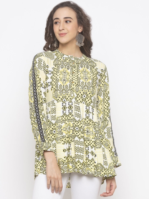 

Globus Women Yellow & Black Printed Empire Top