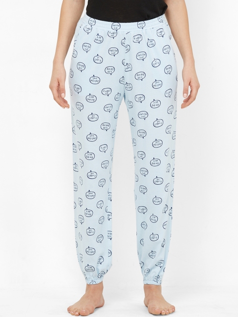 

Mystere Paris Women Blue Printed Jogger Style Lounge Pants