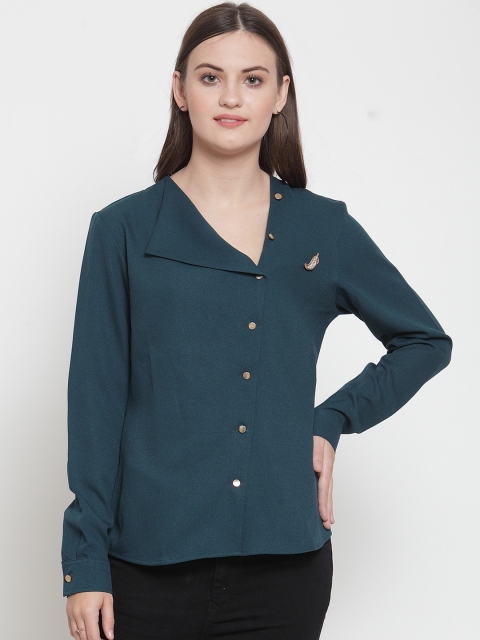 

armure Women Green Solid Shirt Style Top