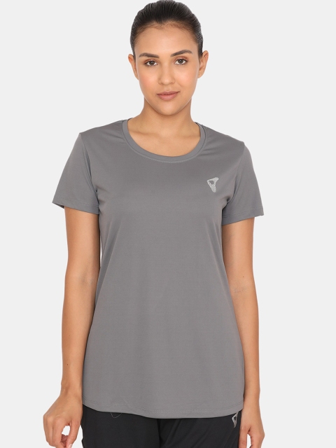 

Zelocity by Zivame Women Grey Solid Round Neck T-shirt