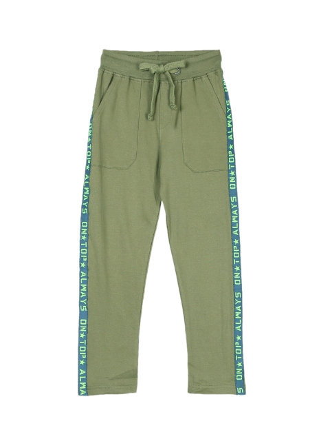 

Cherokee Boys Olive Green Solid Side Tape Knit Straight-Fit Track Pants
