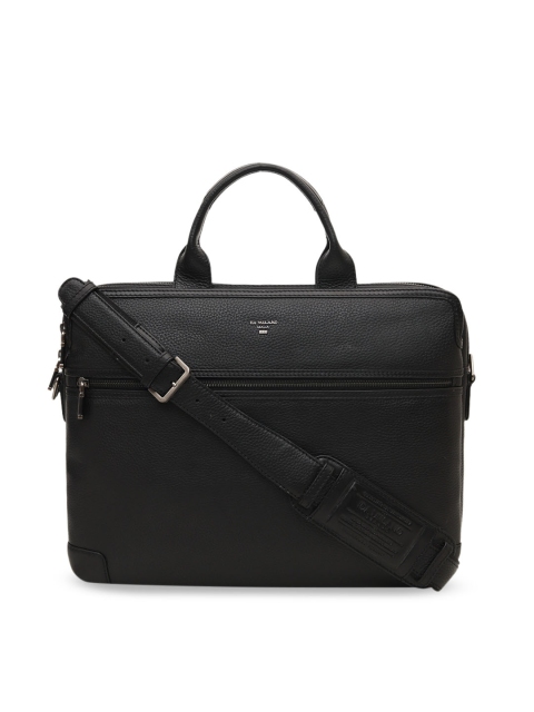 

Da Milano Unisex Black Textured Leather Laptop Bag