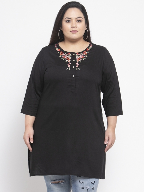

plusS Women Black Solid Tunic