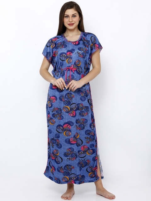 

Pretty Awesome Blue & Pink Printed Kaftan Nightdress