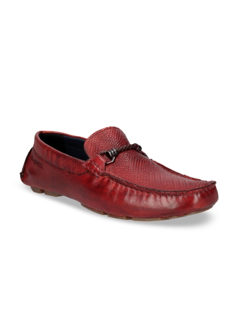 

Bugatti Men Red Solid Leather Driving Shoes