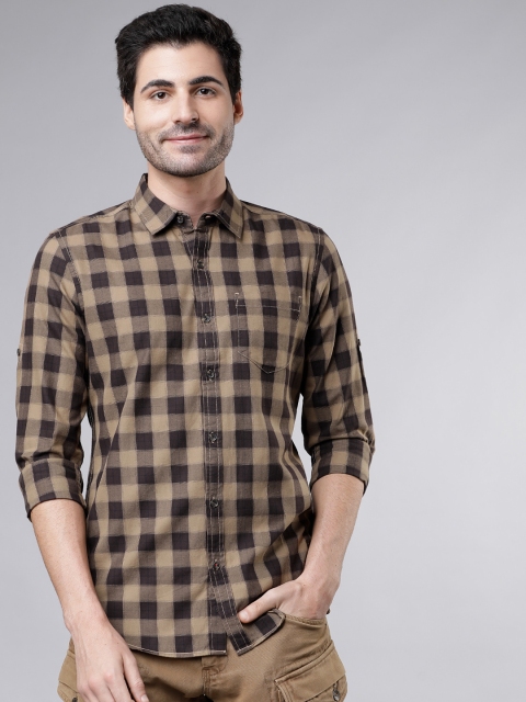 

Ecko Unltd Men Brown & Black Slim Fit Checked Casual Shirt