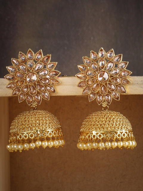 

Voylla Gold-Plated Handcrafted Dome Shaped Jhumkas