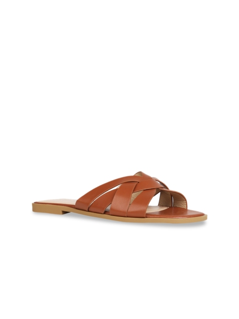 

Addons Women Tan Brown Solid Open Toe Flats