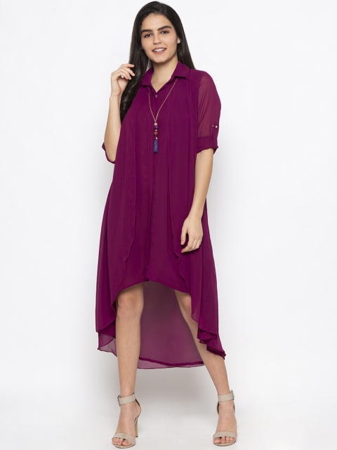 

Iti Women Purple Solid Shirt Dress