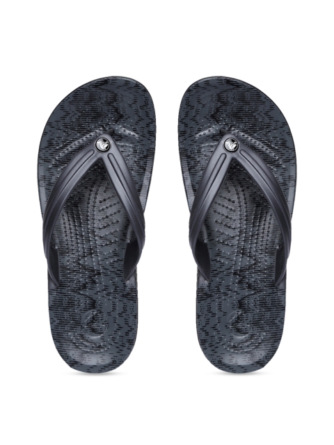 

Crocs Unisex Grey & Black Printed Crocband Thong Flip-Flops
