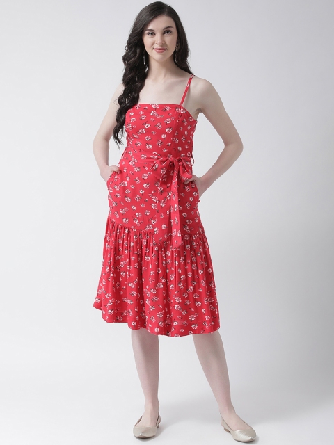 

Aayna Women Red Floral Printed Fit and Flare Dress