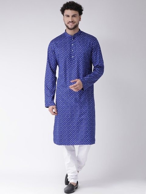 

TABARD Men Blue & White Printed Kurta with Churidar