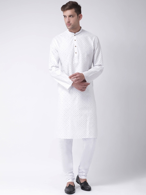 

TABARD Men White & Grey Printed Kurta with Churidar
