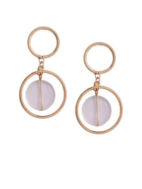 

Mali Fionna Gold-Toned & White Circular Drop Earrings
