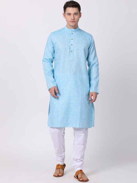 

TABARD Men Blue & White Solid Kurta with Churidar