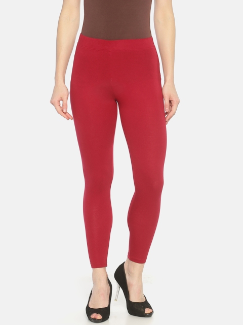 

Mytri Women Maroon Solid Ankle-Length Straight-Fit Leggings