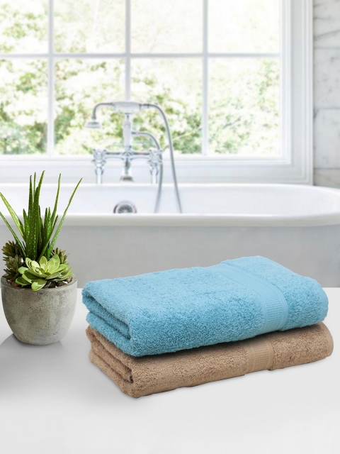 

BOMBAY DYEING Unisex Set Of 2 Solid 450GSM Bath Towels, Blue