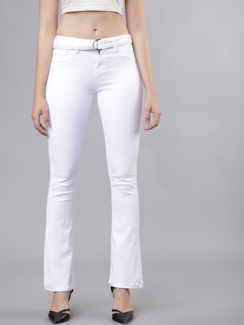 

Tokyo talkies Women White Flared Mid-Rise Clean Look Stretchable Jeans