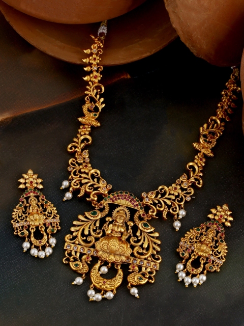 

Voylla Gold-Plated Southern Bling Temple Inspired Necklace Set