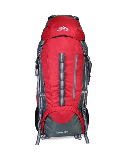 

MOUNT TRACK Unisex Red & Grey Colourblocked Discover 75 Litres Rucksack with Rain Cover