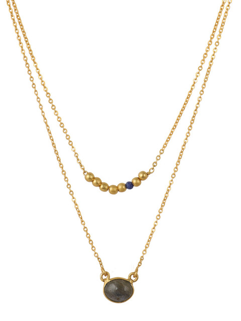 

Zariin Gold-Plated Labradorite Stone Pisces Zodiac Necklace