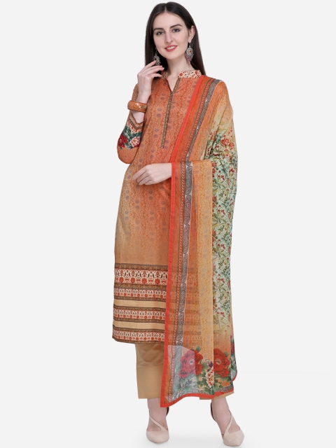 

Stylee LIFESTYLE Orange Cotton Blend Unstitched Dress Material