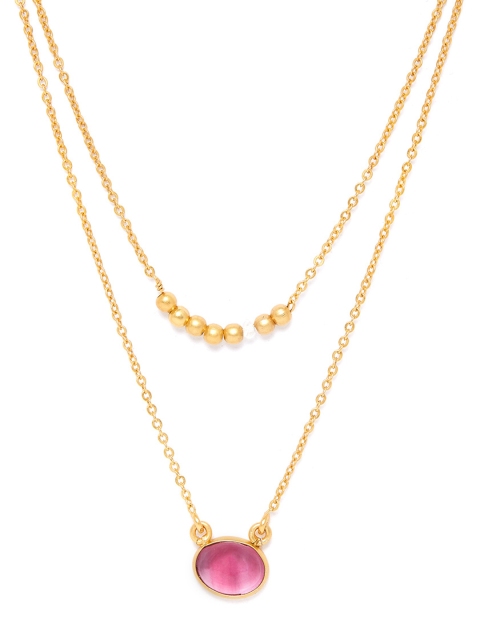 

Zariin Gold-Plated Pink Quartz Stone Cancer Zodiac Necklace