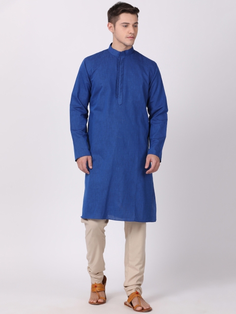 

TABARD Men Blue & Blue Solid Kurta with Churidar
