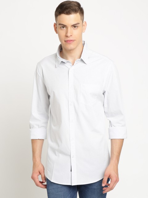 

TED HARBOR Men White & Grey Slim Fit Checked Casual Shirt